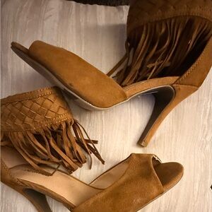 Lane Bryant Brown Fringed Heels